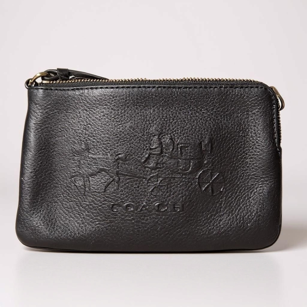 Coach Jes Corner Zip Wristlet With Horse And Carriage
